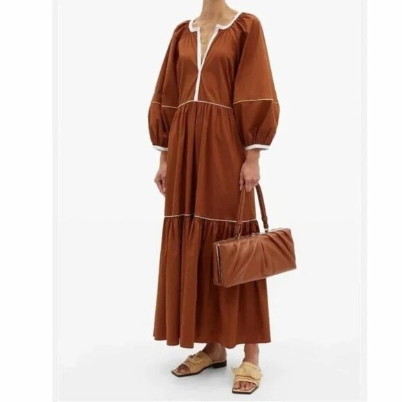 Staud Demi Midi Dress in Brown Size 00 - Picture 1 of 4